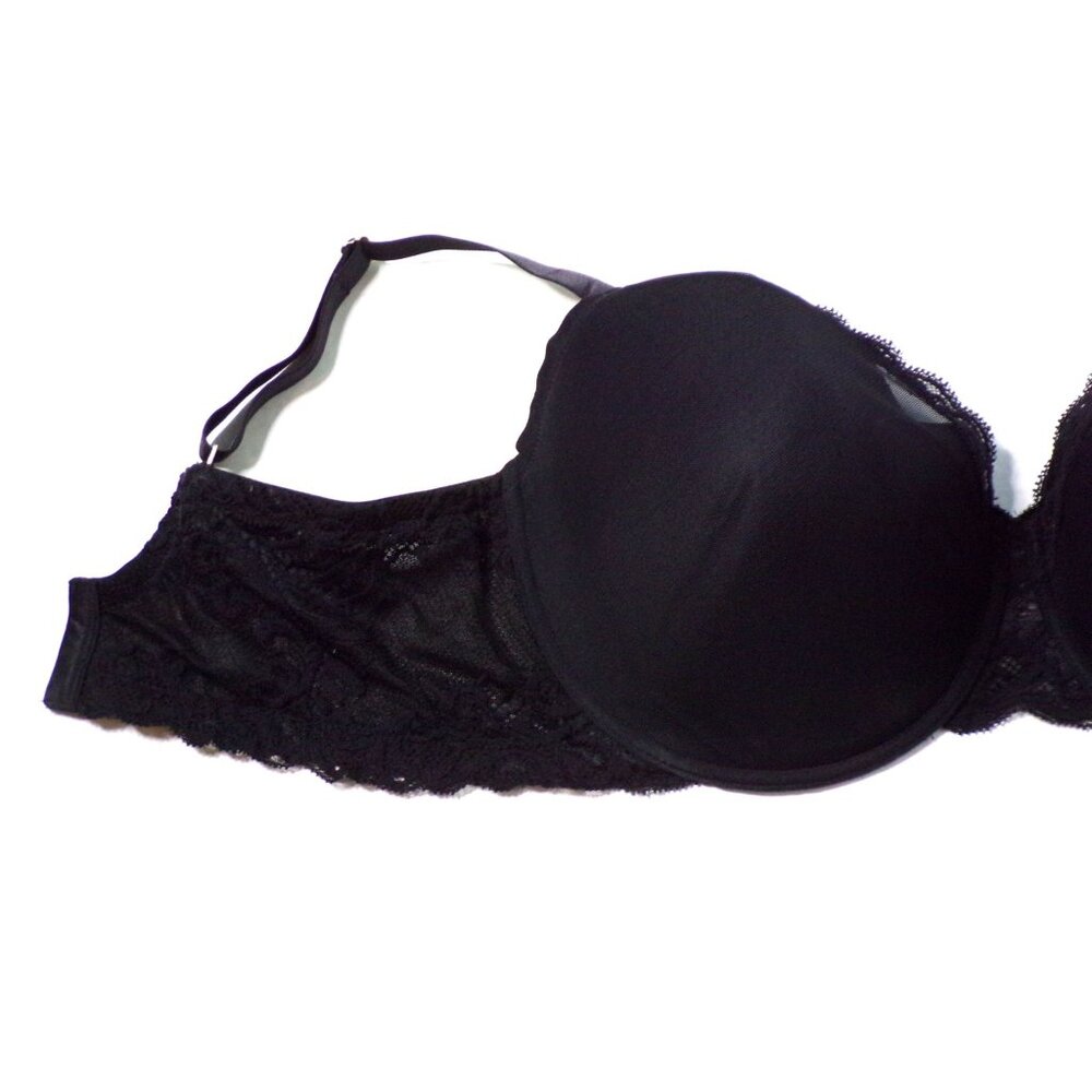 🆕NATORI Full Figure Deep Plunge Feathers UW T-Shirt Bra 42H Black #741299 - Picture 8 of 10